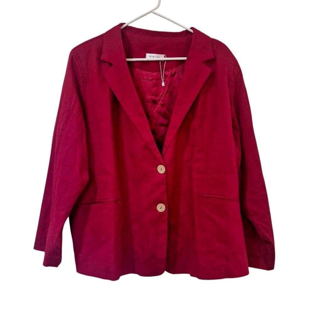 WEARVAST New NWOT Venetian Red Blazer Jacket Satin Lined Plus Size 3XL / XXXL - Picture 2 of 11
